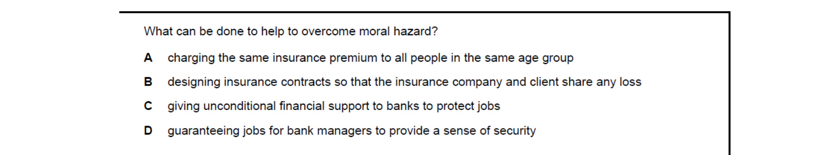 CIE 9708 Economics multiple-choice question on Private Costs and Benefits, Externalities, and Social Costs and Benefits (image 4)