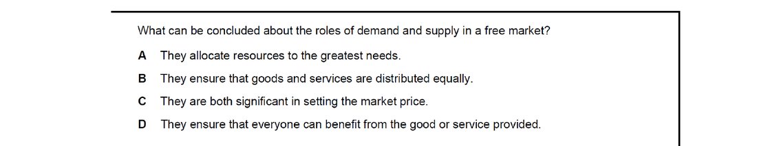 CIE 9708 Economics multiple-choice question on Resource Allocation in Different Economic Systems (image 5)