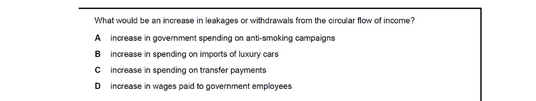 CIE 9708 Economics multiple-choice question on Introduction to the Circular Flow of Income (image 7)