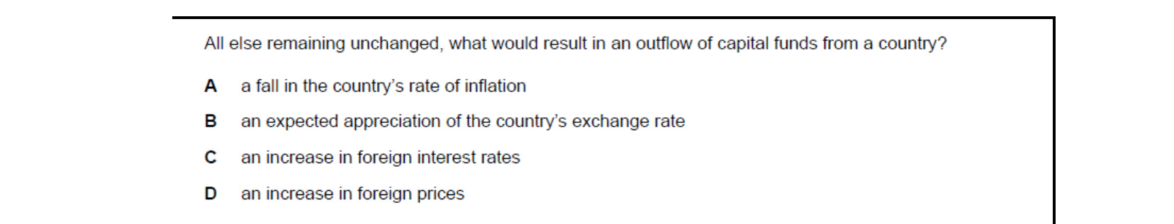 CIE 9708 Economics multiple-choice question on Exchange Rates (image 2)